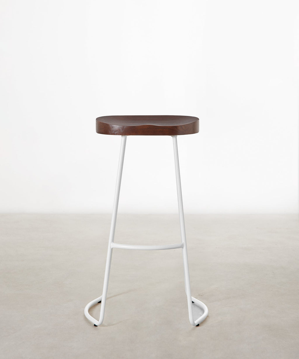 Tabouret haut réglable en acier et bois Mel