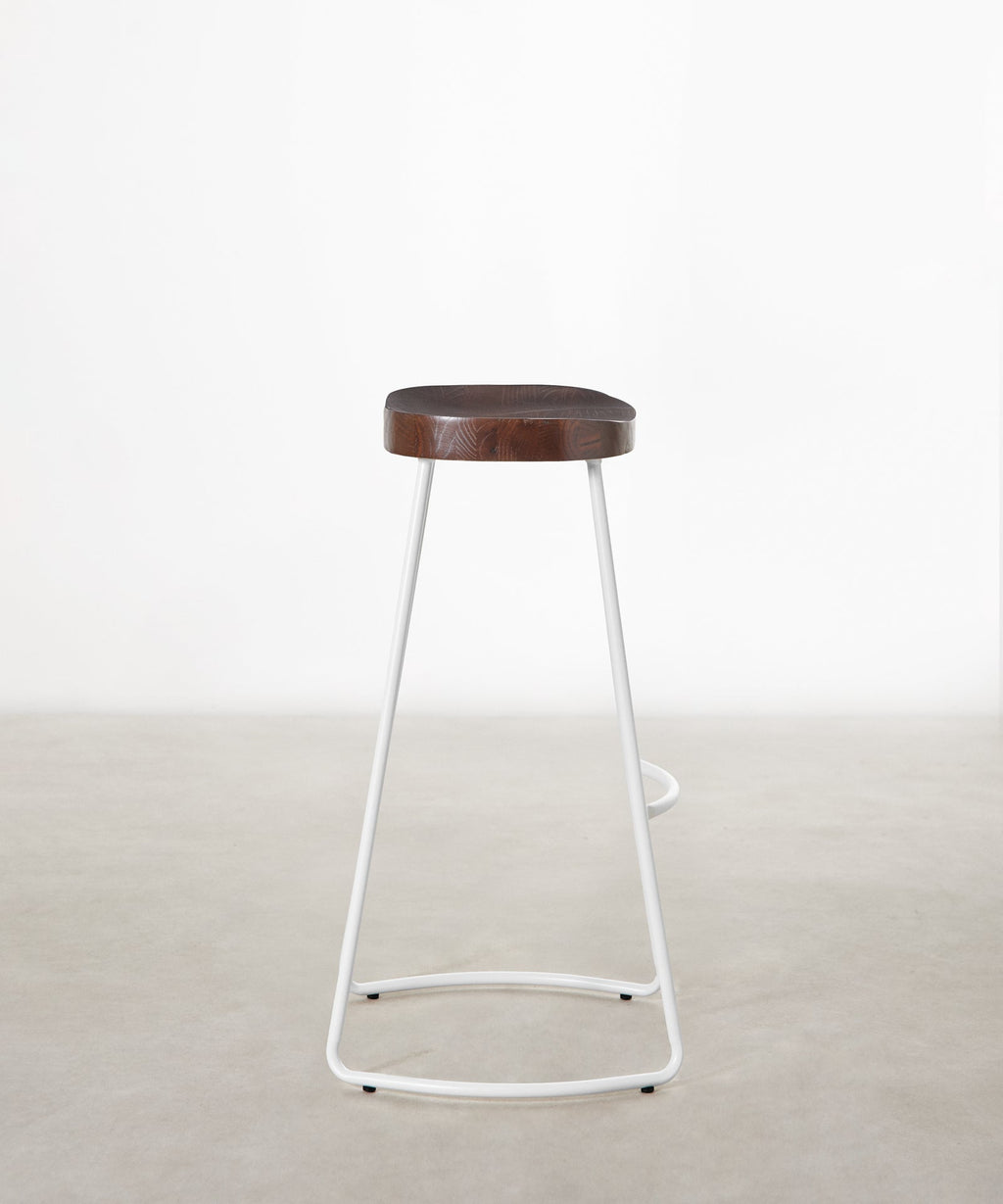 Tabouret haut réglable en acier et bois Mel