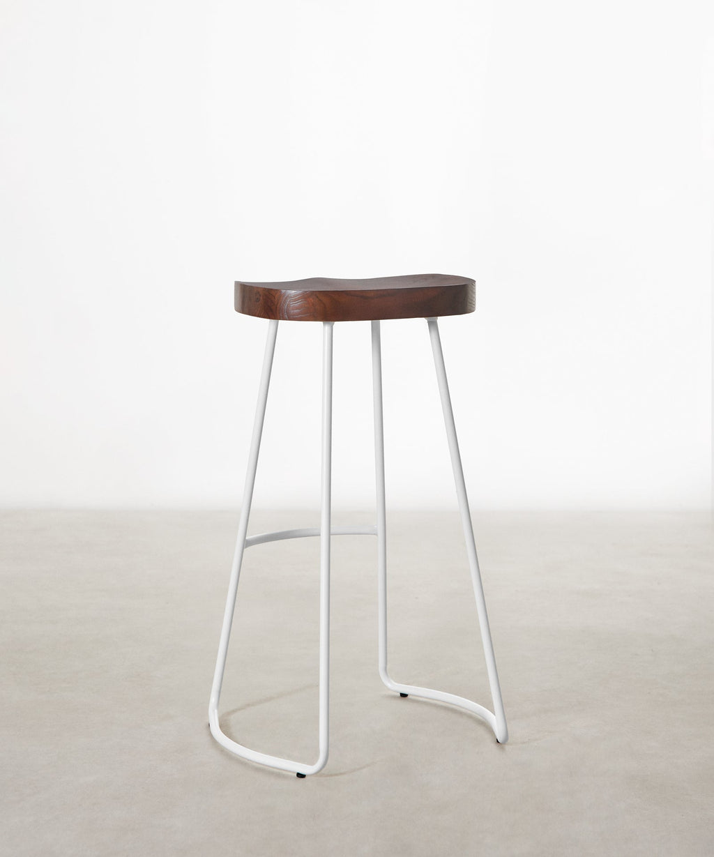 Tabouret haut réglable en acier et bois Mel