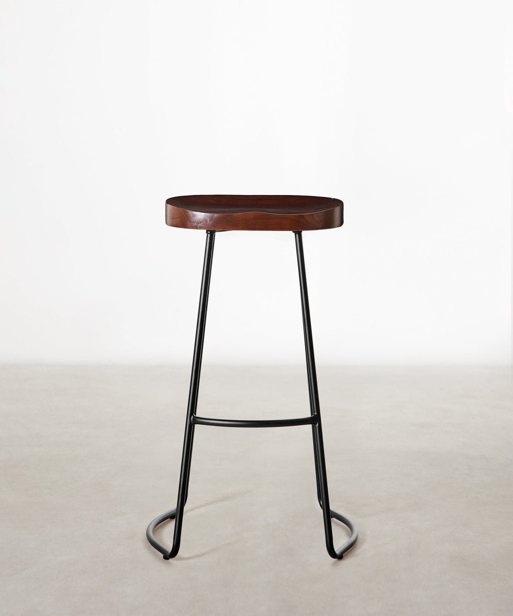 Tabouret haut réglable en acier et bois Mel