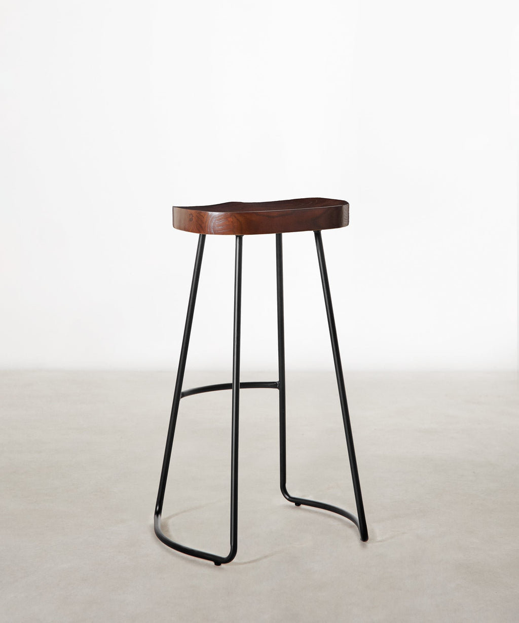 Tabouret haut réglable en acier et bois Mel