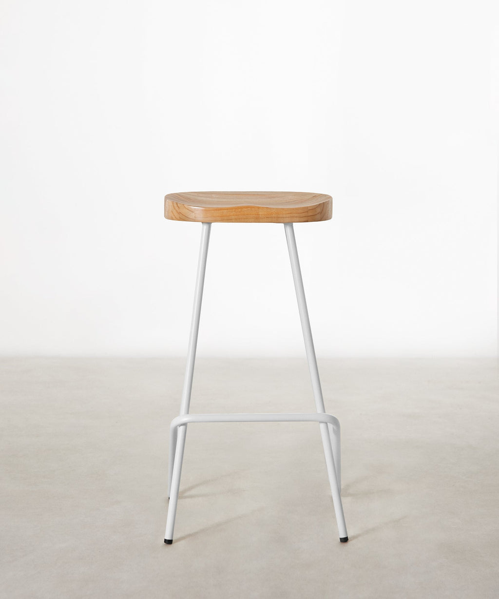 Tabouret haut en acier et bois Kai