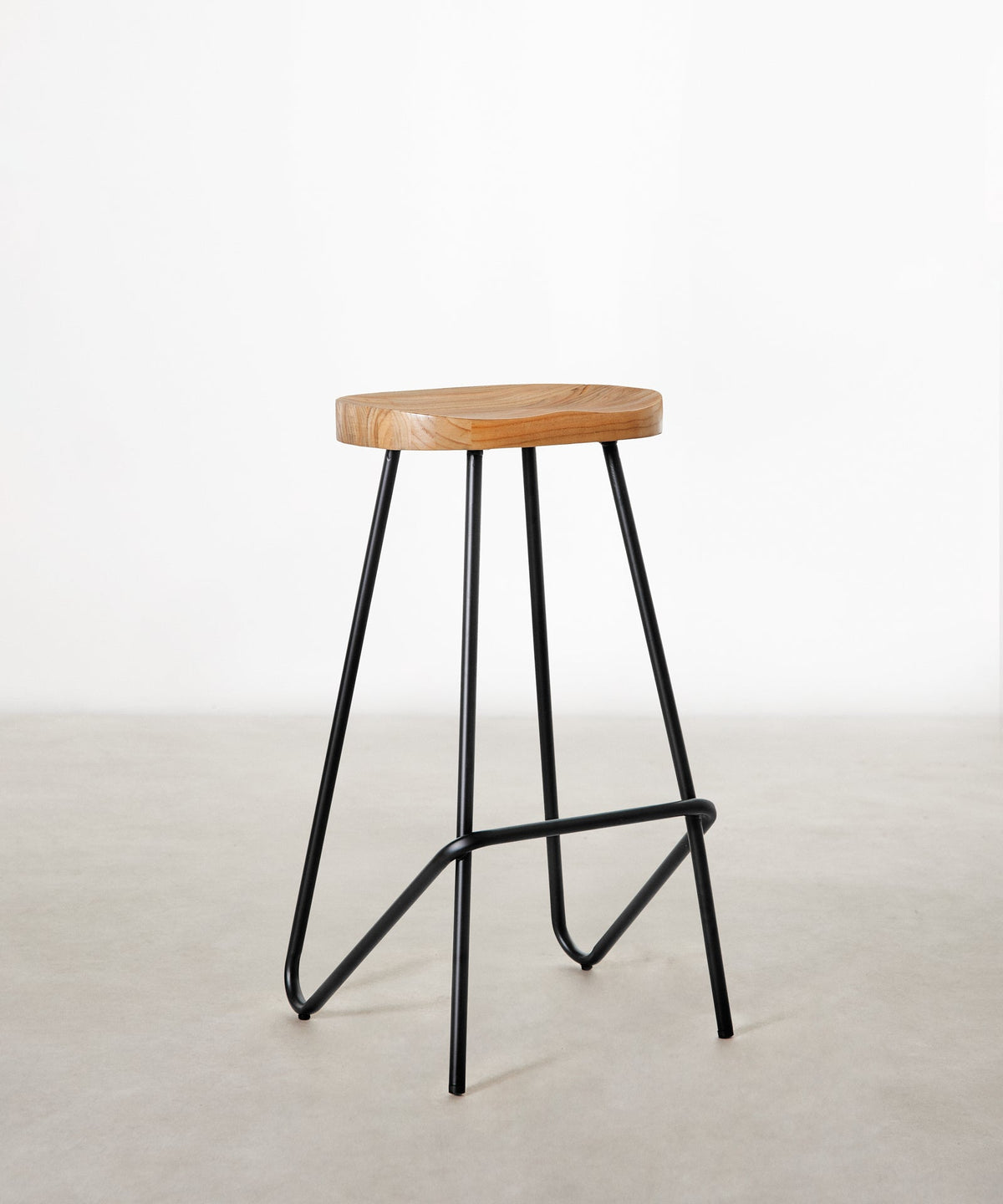 Tabouret haut en acier et bois Kai