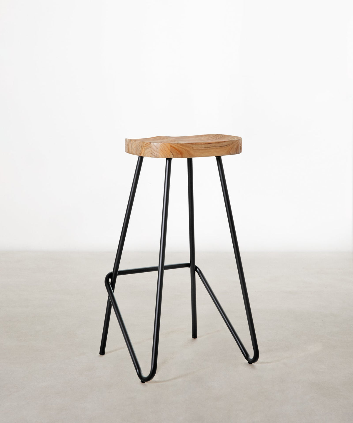 Tabouret haut en acier et bois Kai