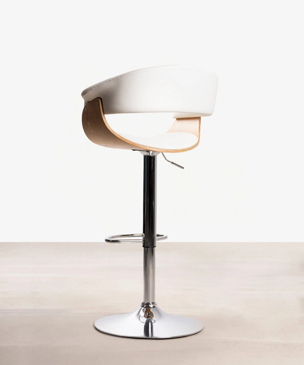 Tabouret réglable en bois et similicuir Beckett