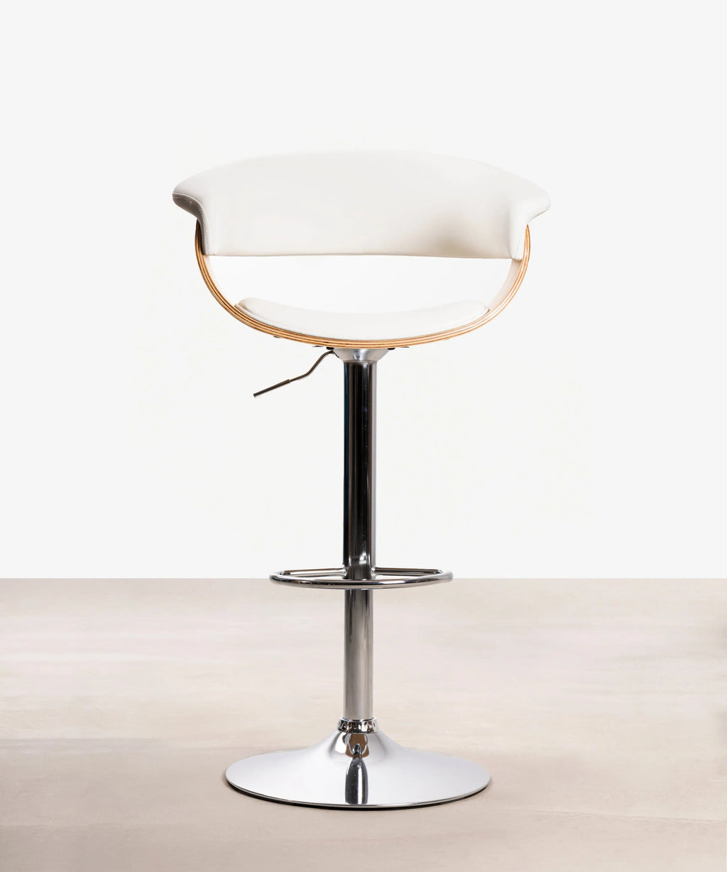 Tabouret réglable en bois et similicuir Beckett