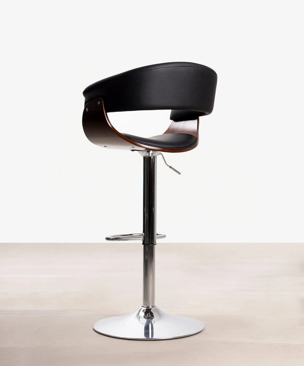 Tabouret réglable en bois et similicuir Beckett
