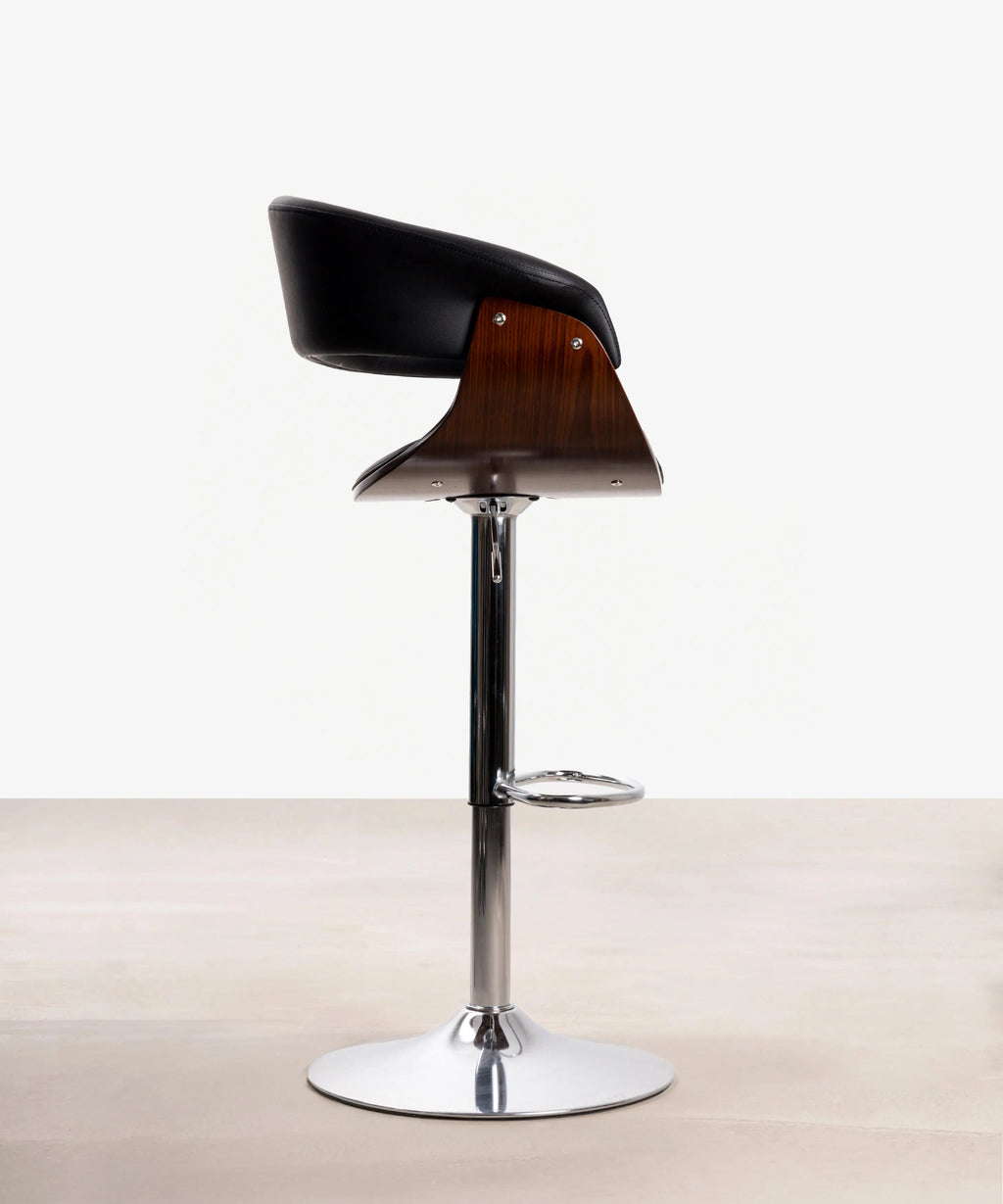 Tabouret réglable en bois et similicuir Beckett