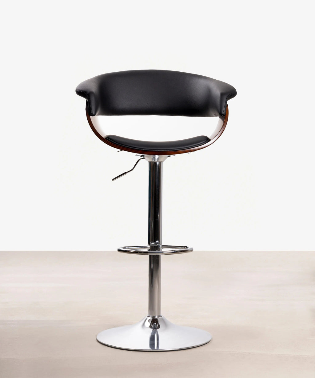 Tabouret réglable en bois et similicuir Beckett