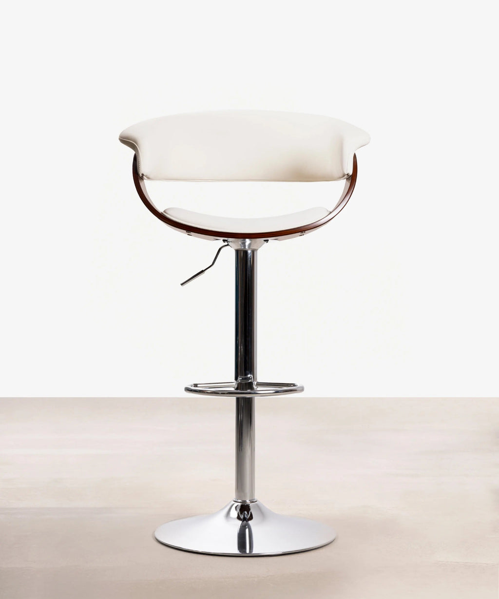 Tabouret réglable en bois et similicuir Beckett