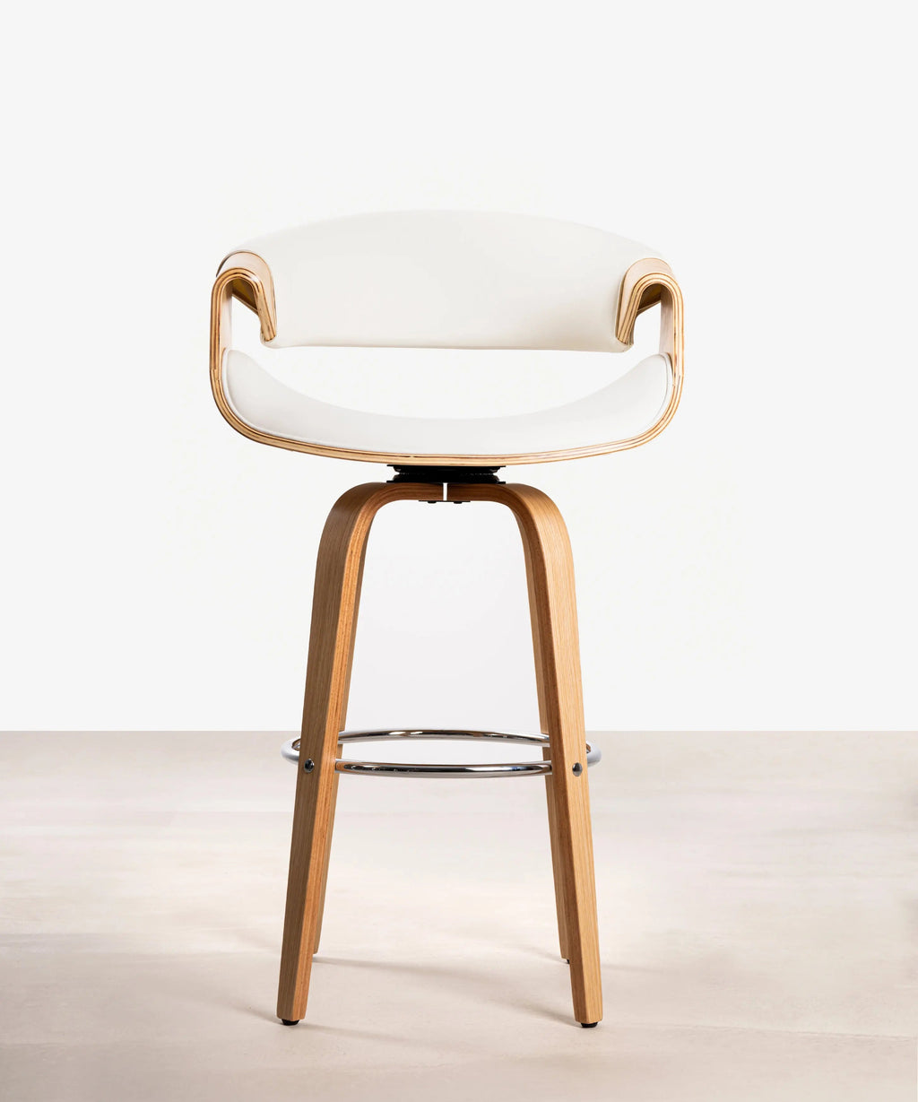 Tabouret réglable en bois et similicuir Binsa