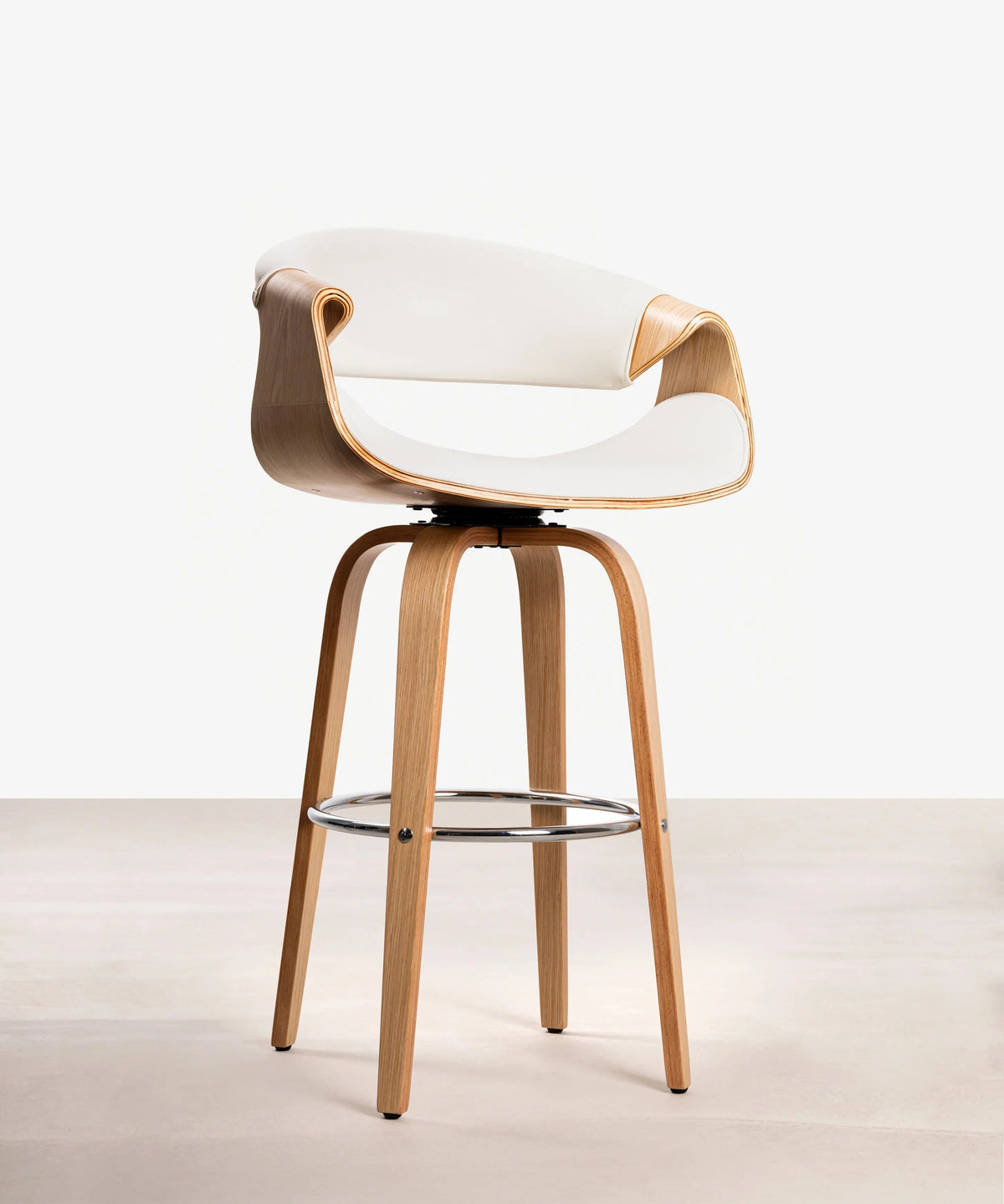 Tabouret réglable en bois et similicuir Binsa