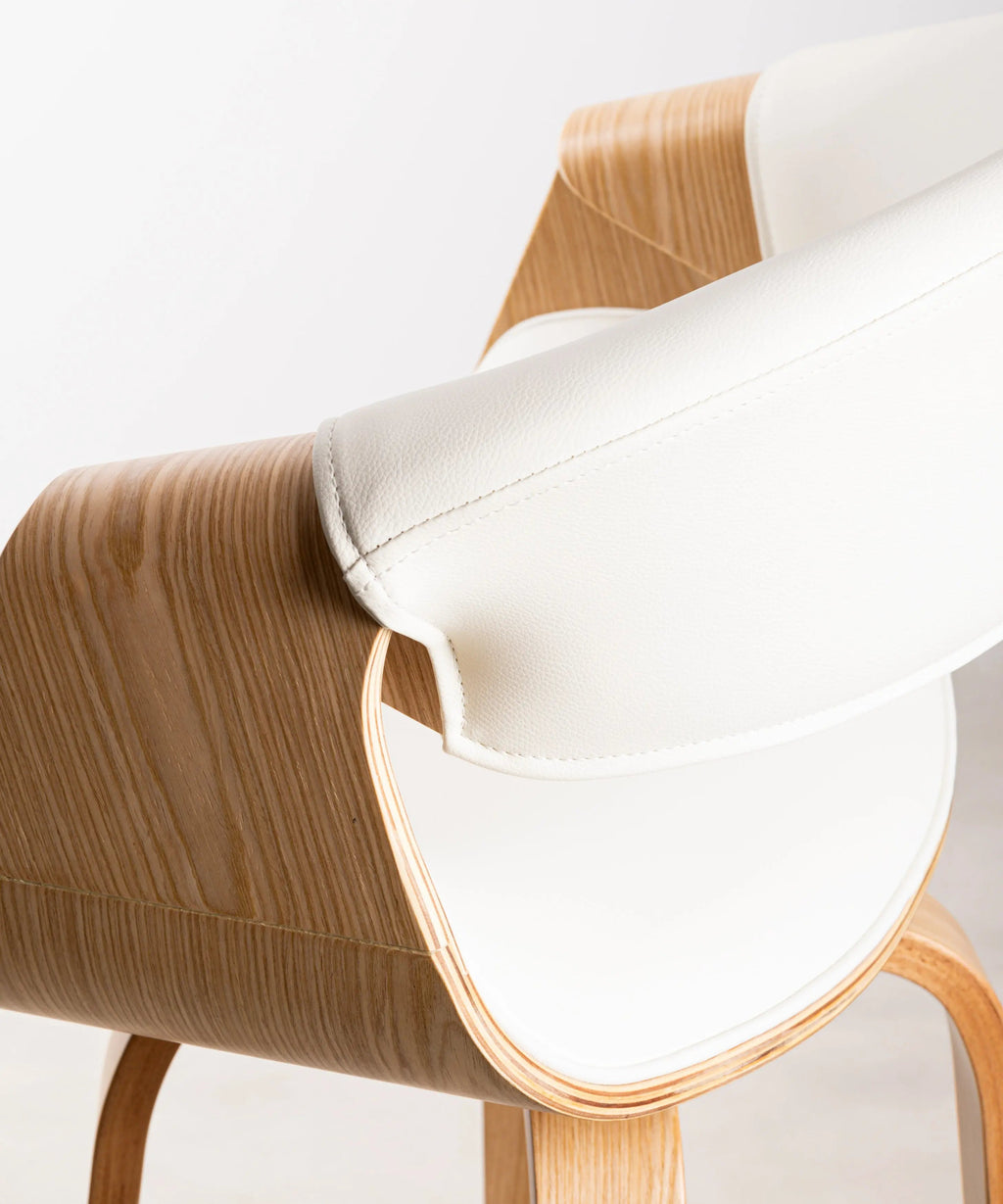 Tabouret réglable en bois et similicuir Binsa
