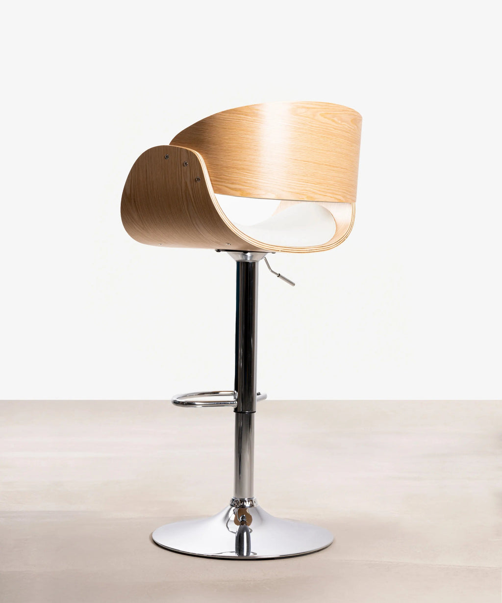 Tabouret réglable en bois et similicuir Debbie