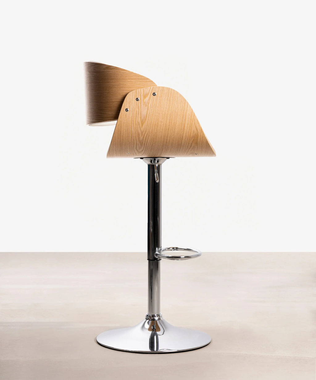 Tabouret réglable en bois et similicuir Debbie
