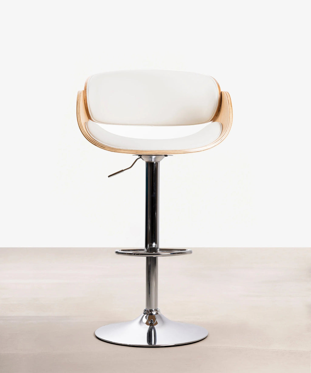 Tabouret réglable en bois et similicuir Debbie