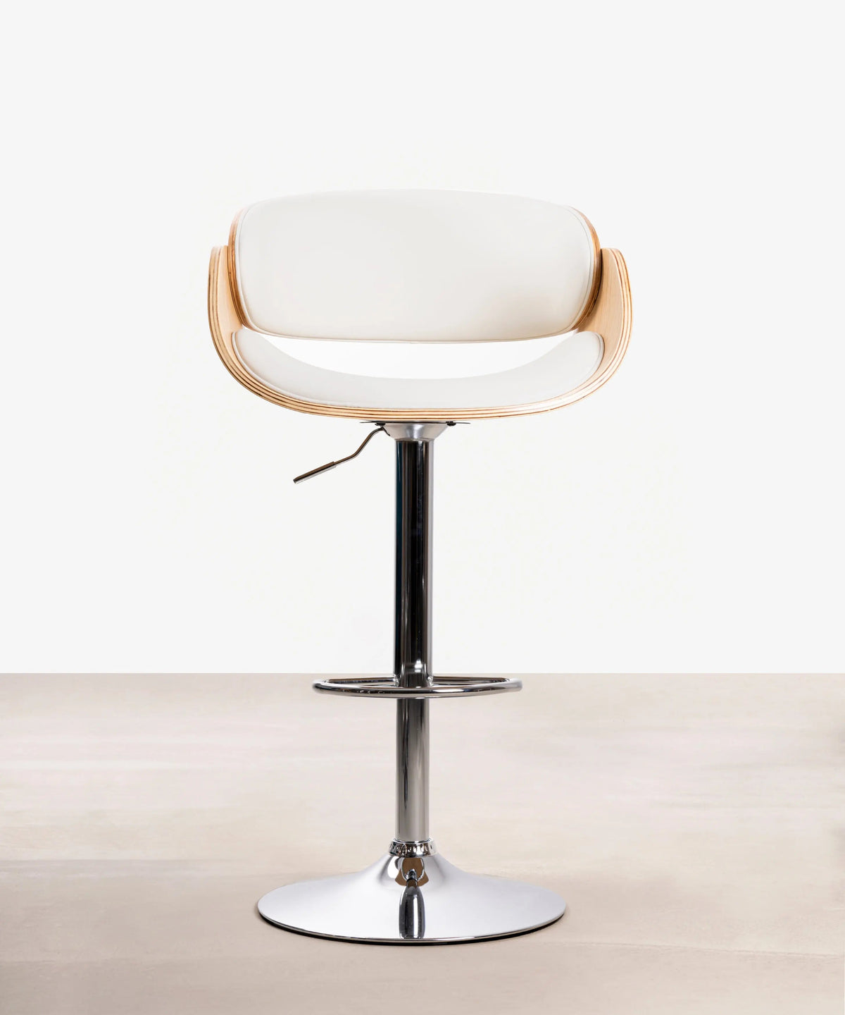 Tabouret réglable en bois et similicuir Debbie
