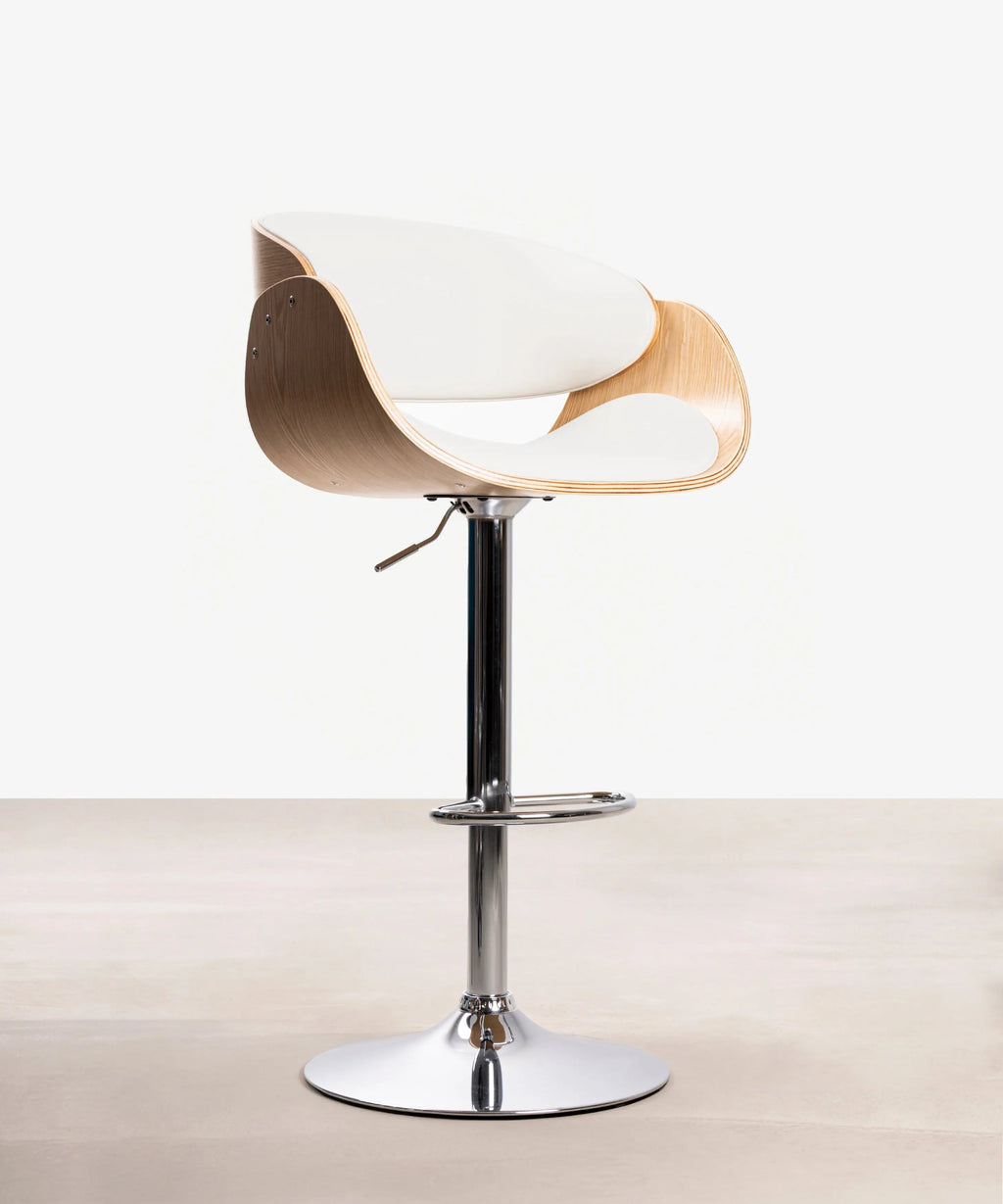 Tabouret réglable en bois et similicuir Debbie