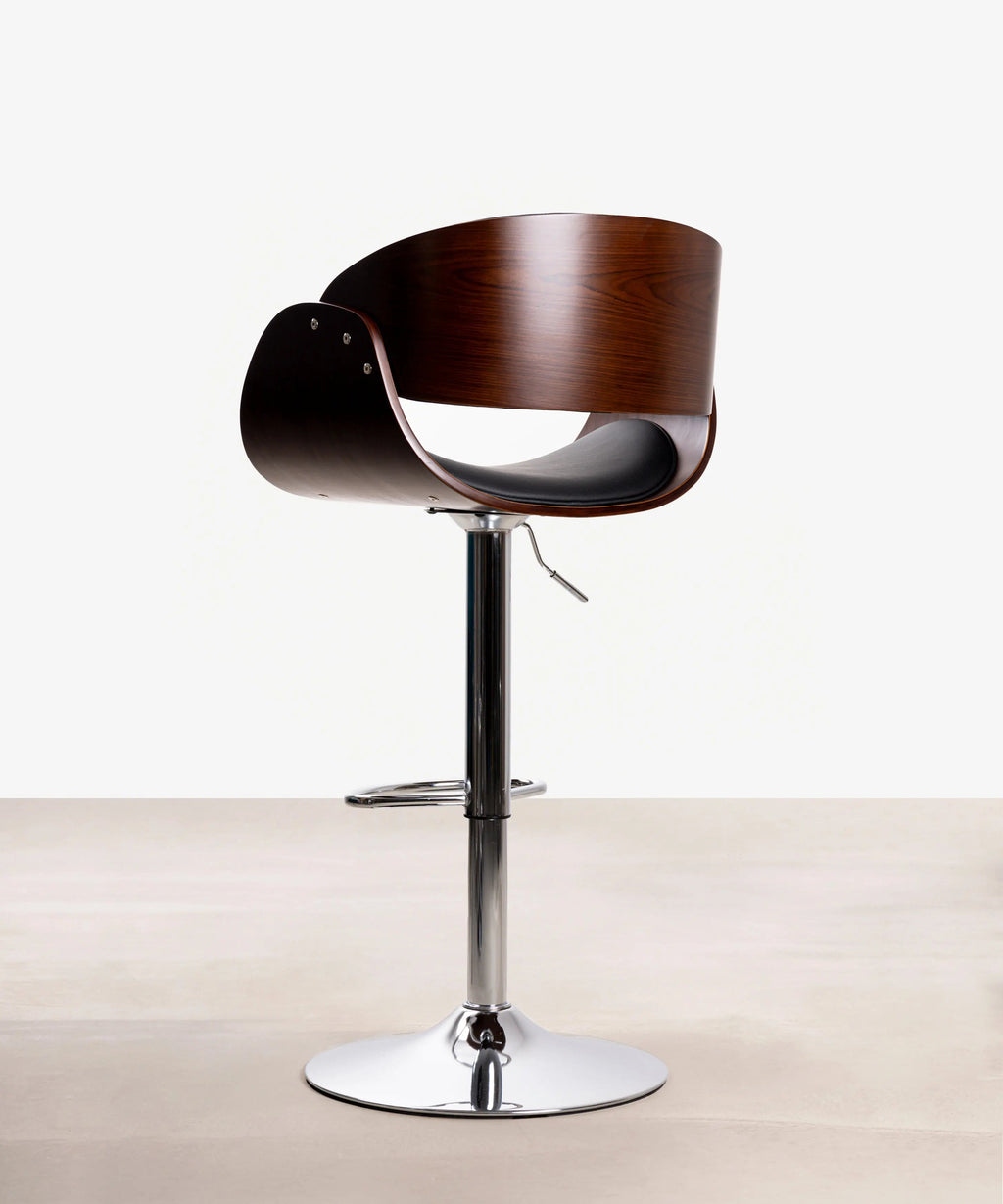 Tabouret réglable en bois et similicuir Debbie