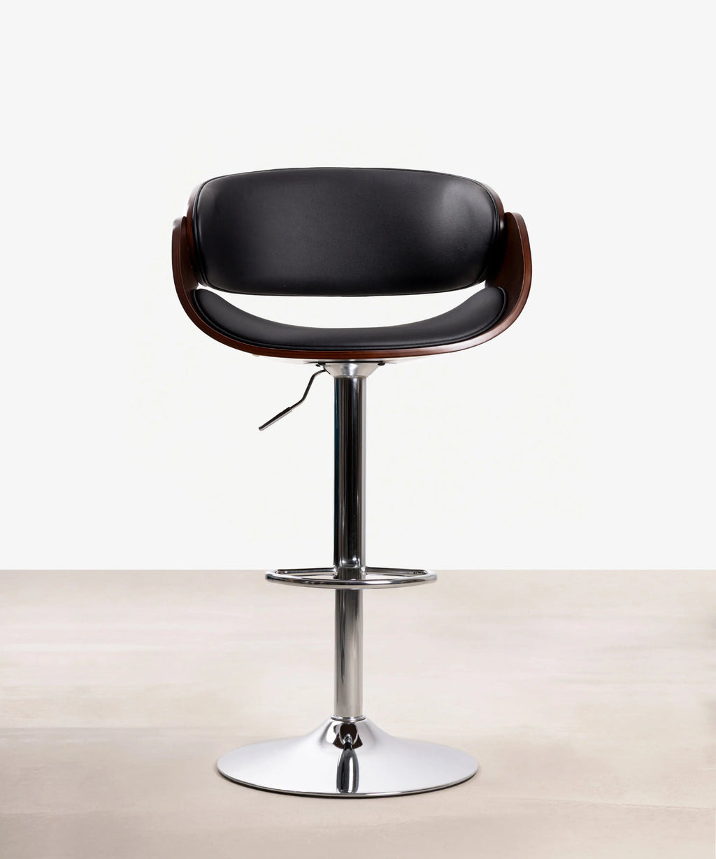 Tabouret réglable en bois et similicuir Debbie