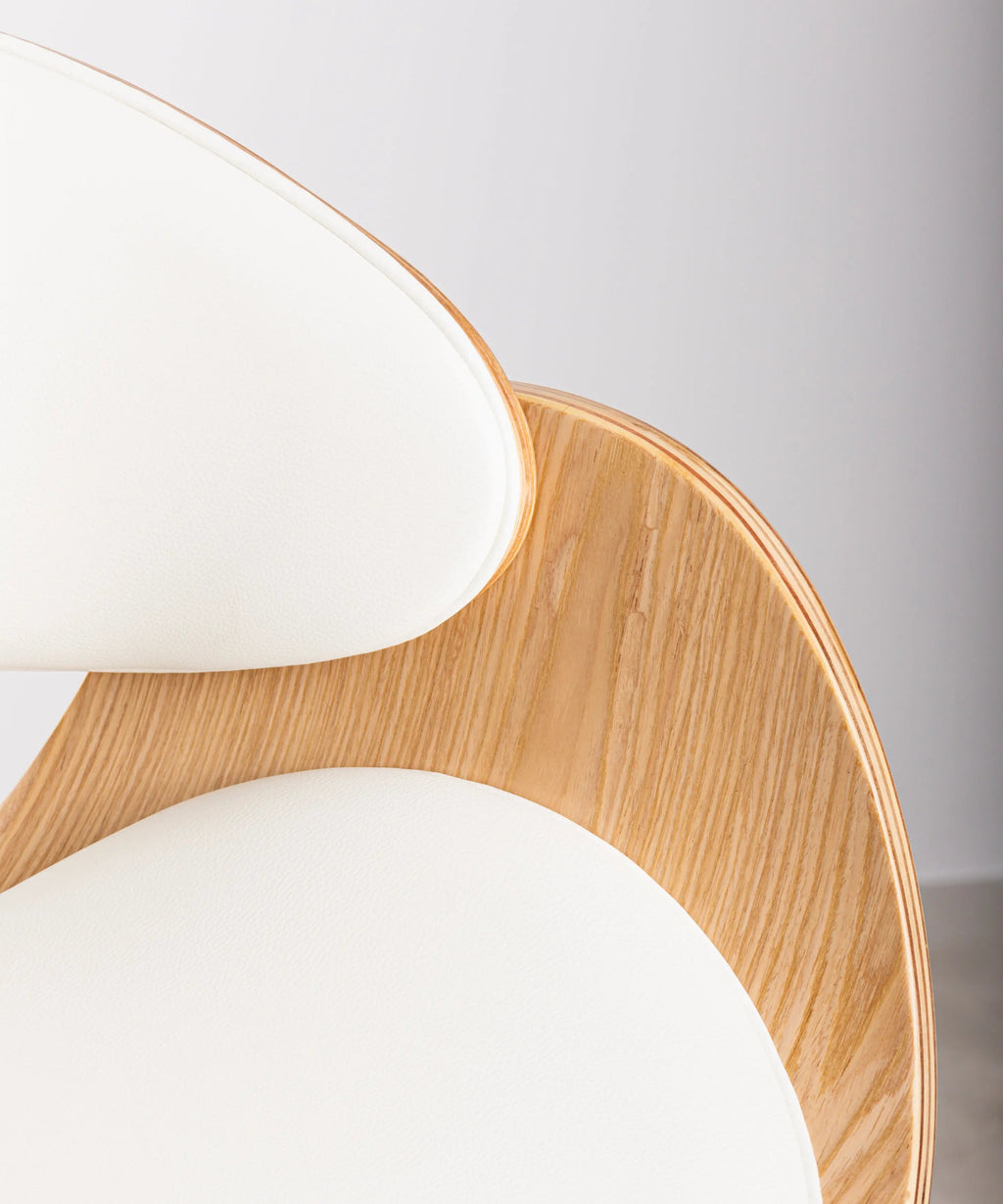 Tabouret réglable en bois et similicuir Debbie