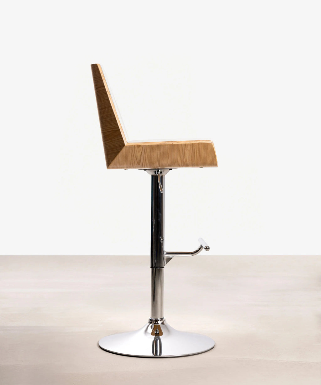 Tabouret réglable en bois et similicuir Lyssa