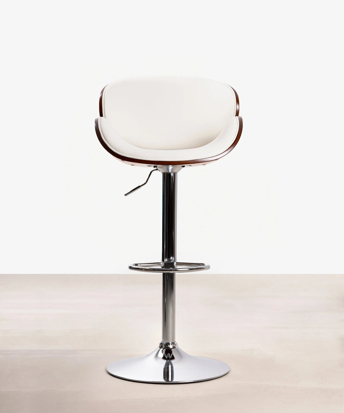 Tabouret réglable en bois et similicuir Shelley