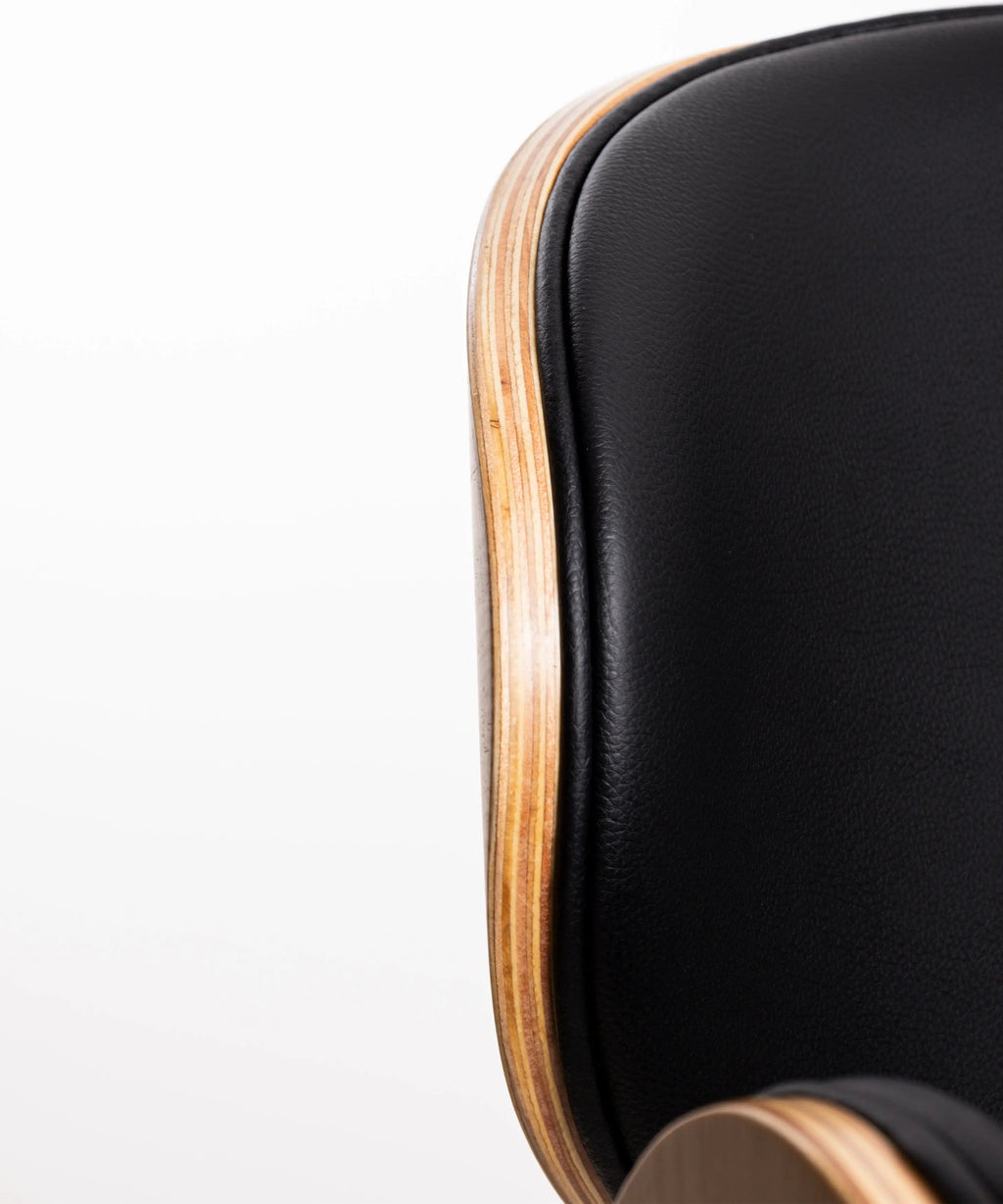 Tabouret réglable en bois et similicuir Shelley