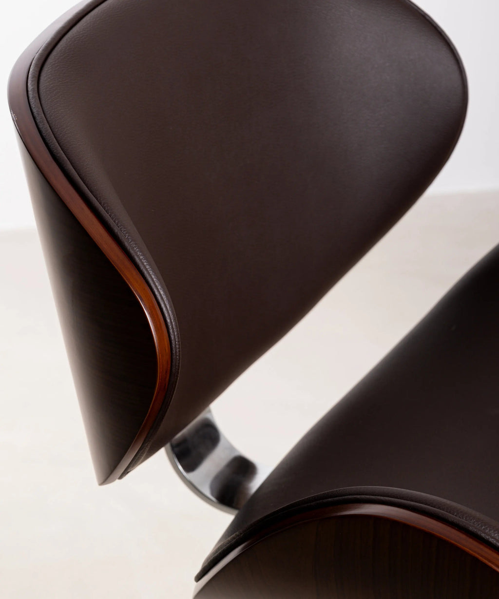 Tabouret réglable en bois et similicuir Shelley