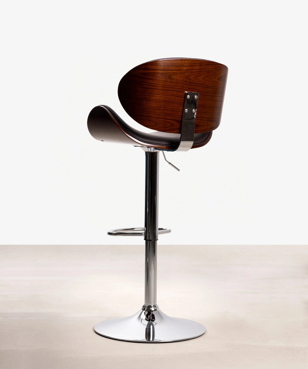 Tabouret réglable en bois et similicuir Shelley