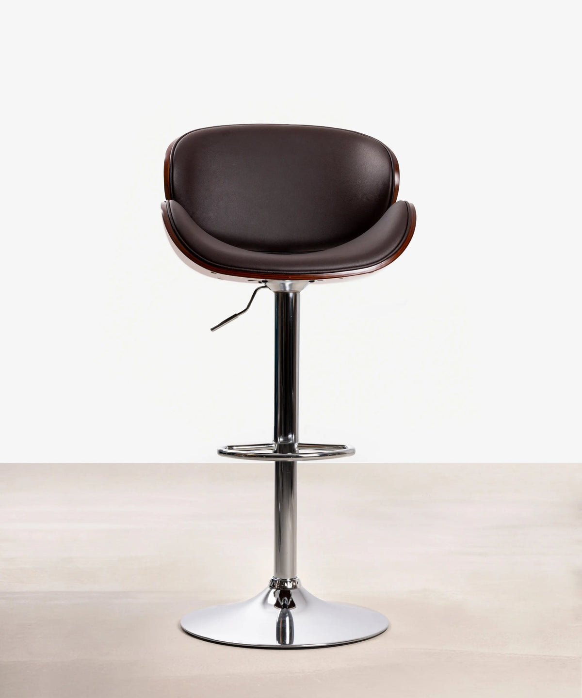 Tabouret réglable en bois et similicuir Shelley