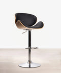 Tabouret réglable en bois et similicuir Shelley
