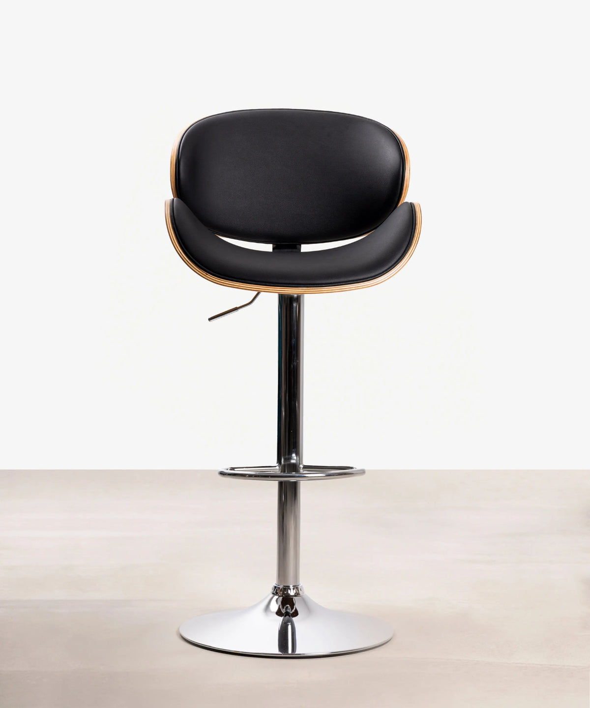 Tabouret réglable en bois et similicuir Shelley