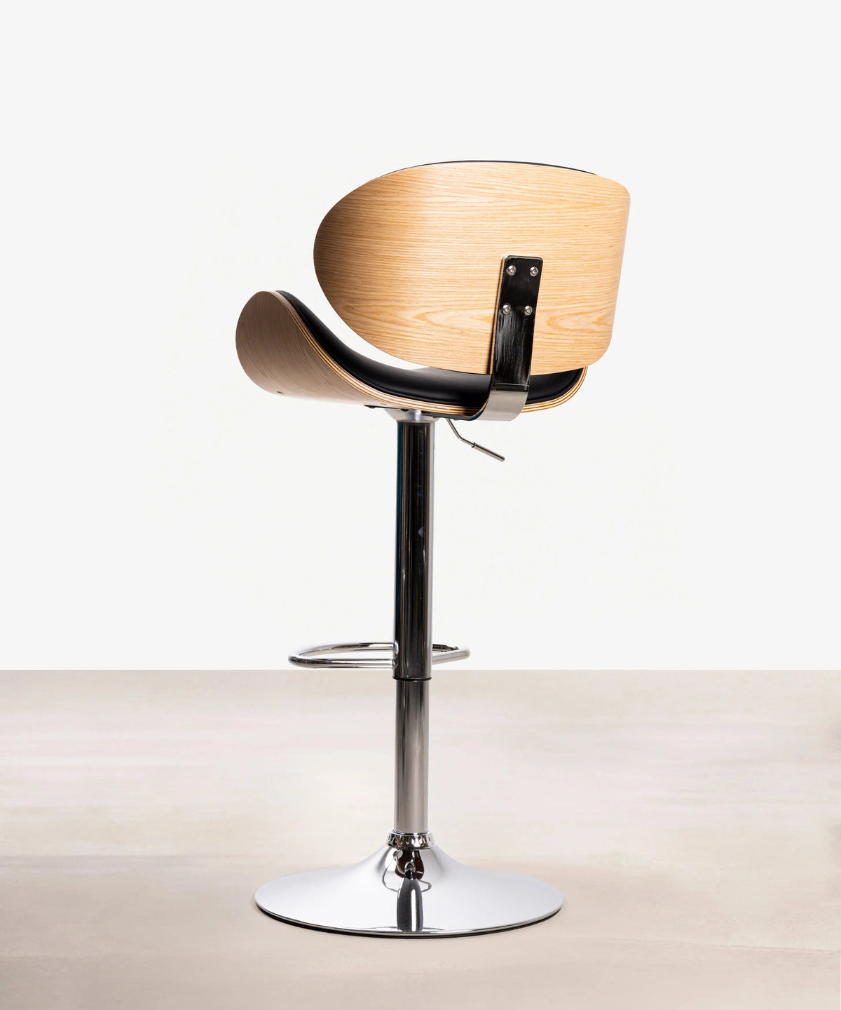 Tabouret réglable en bois et similicuir Shelley