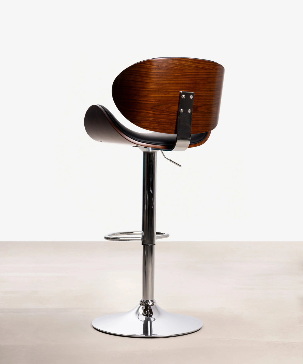 Tabouret réglable en bois et similicuir Shelley