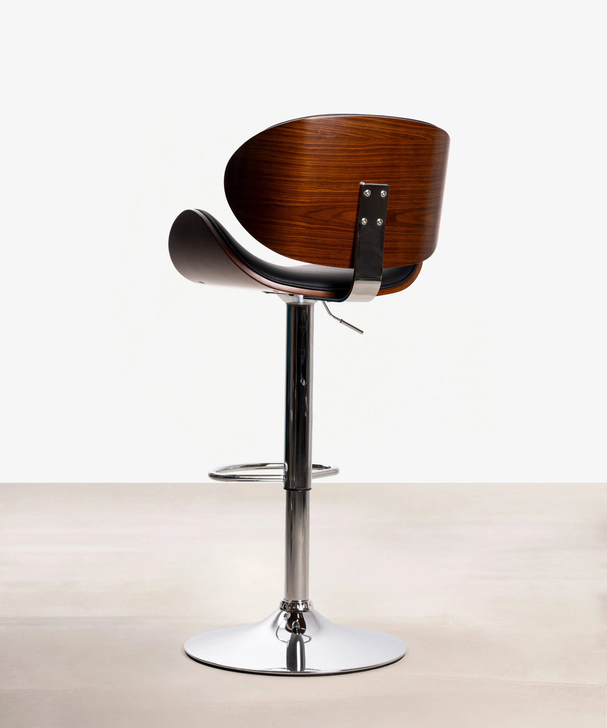 Tabouret réglable en bois et similicuir Shelley