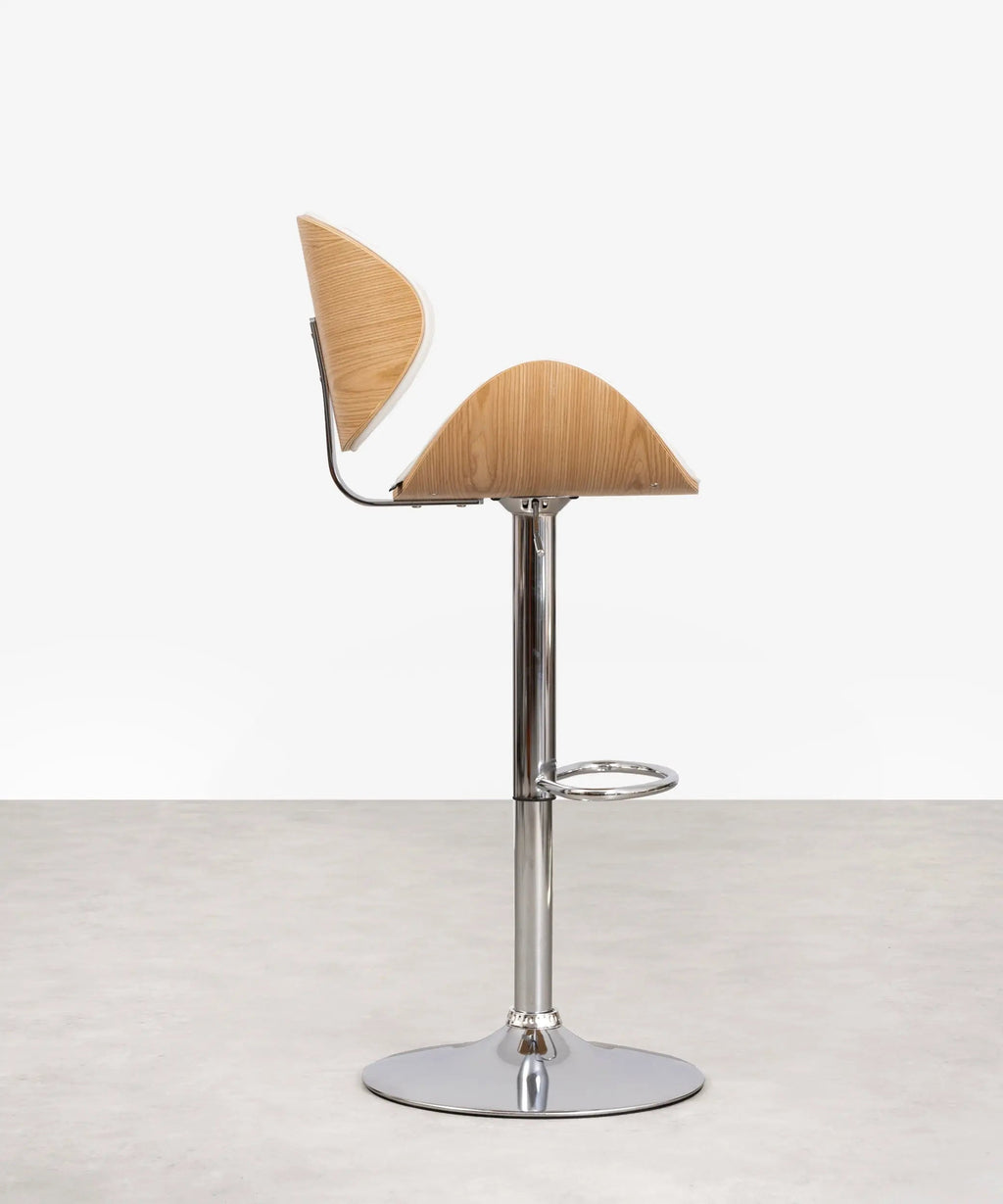 Tabouret réglable en bois et similicuir Shelley