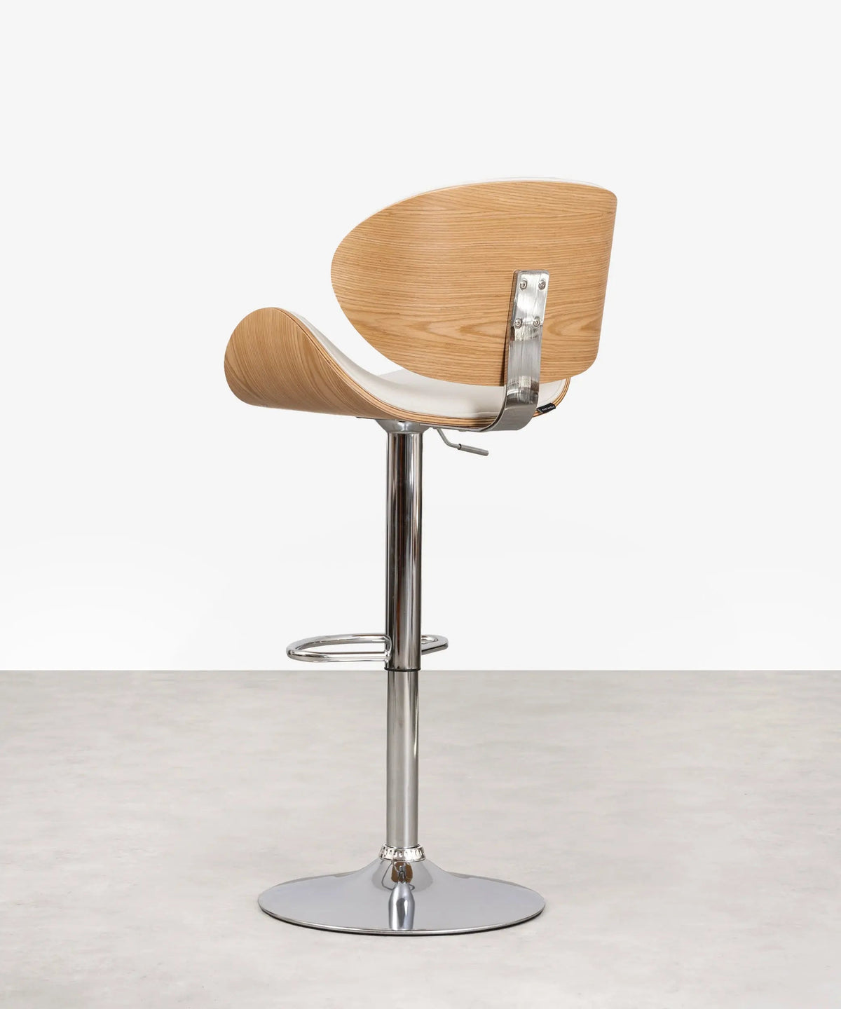 Tabouret réglable en bois et similicuir Shelley