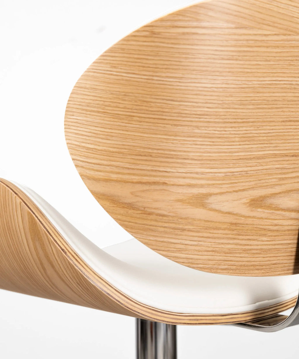 Tabouret réglable en bois et similicuir Shelley