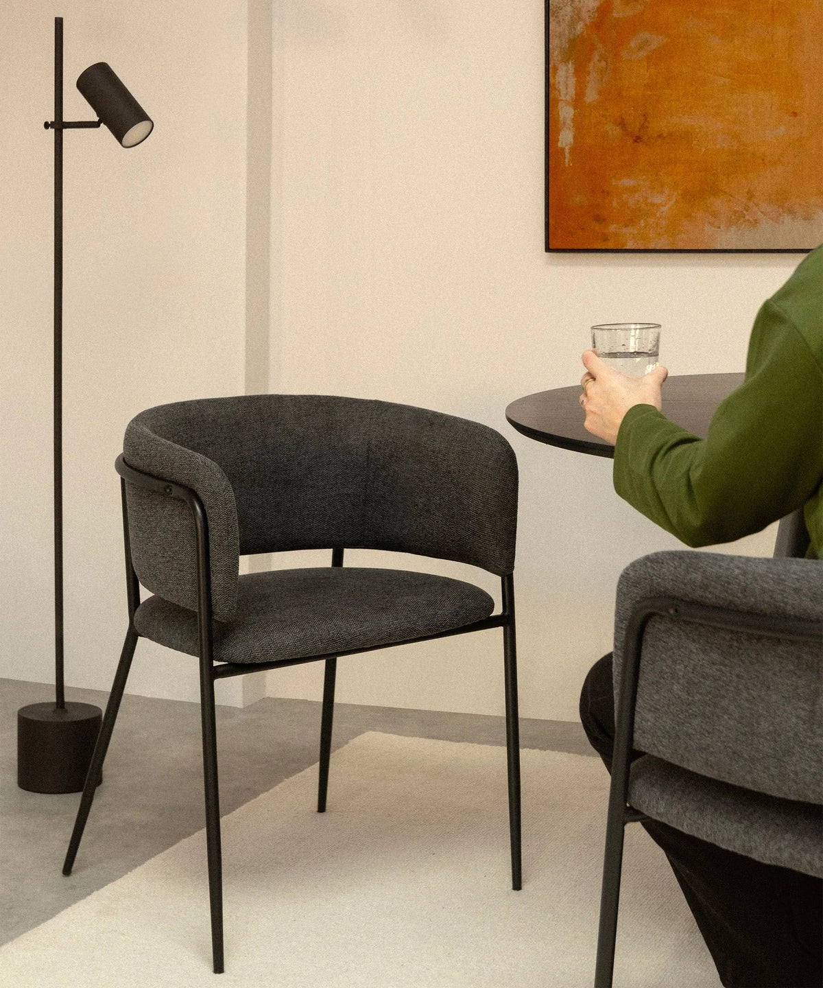 Chaise de salle à manger en tissu et métal Teresa