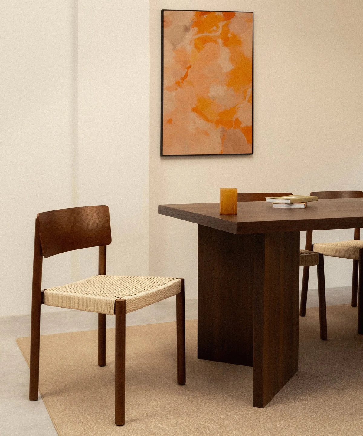 Chaise de salle à manger en bois et corde tressée Ares