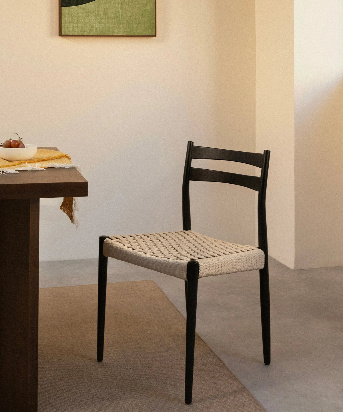 Chaise de salle à manger en bois et corde tressée Nona