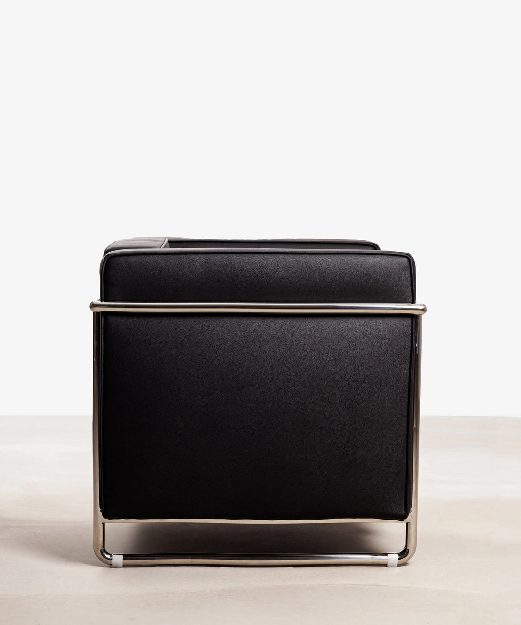 Canapé en cuir et acier Box