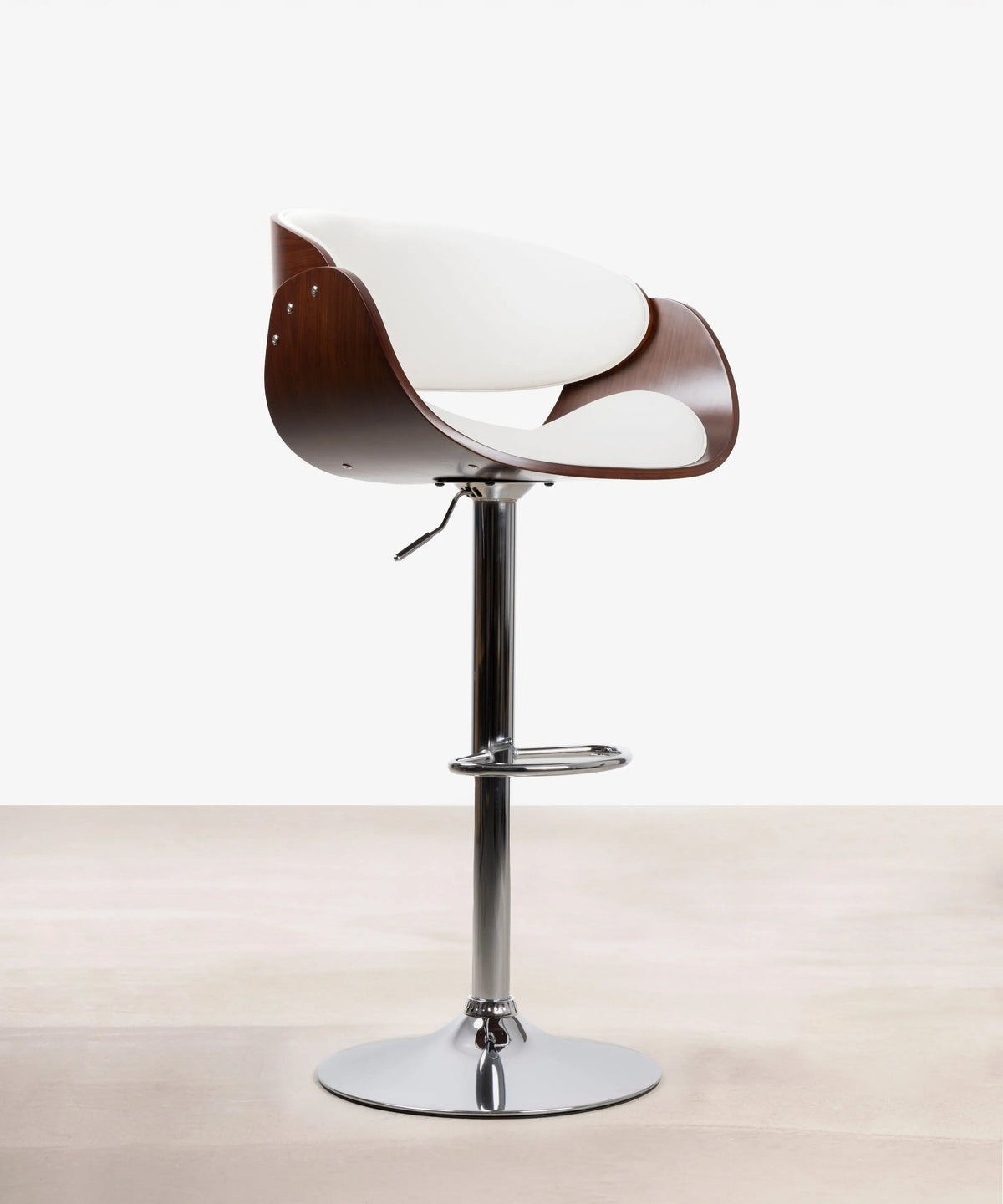 Tabouret réglable en bois et similicuir Debbie