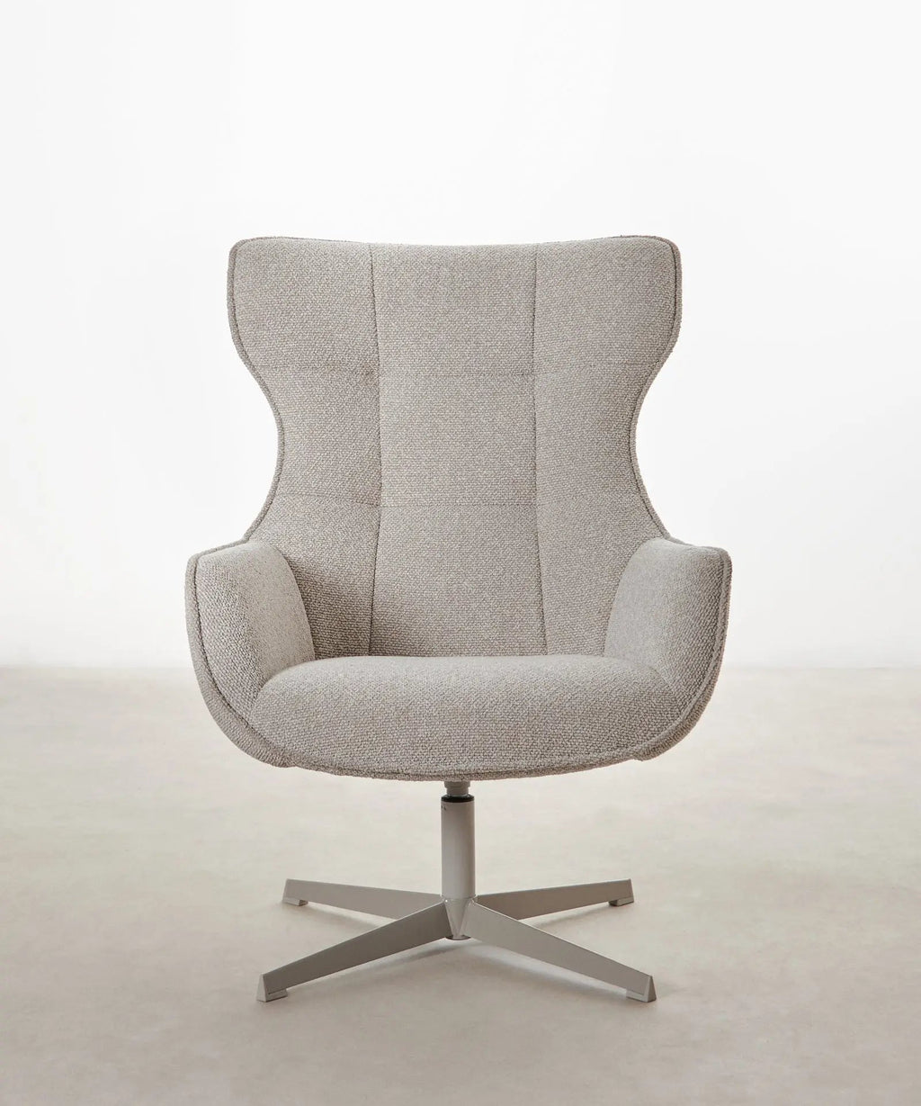 Fauteuil rotatif de tissu bouclé Elsa