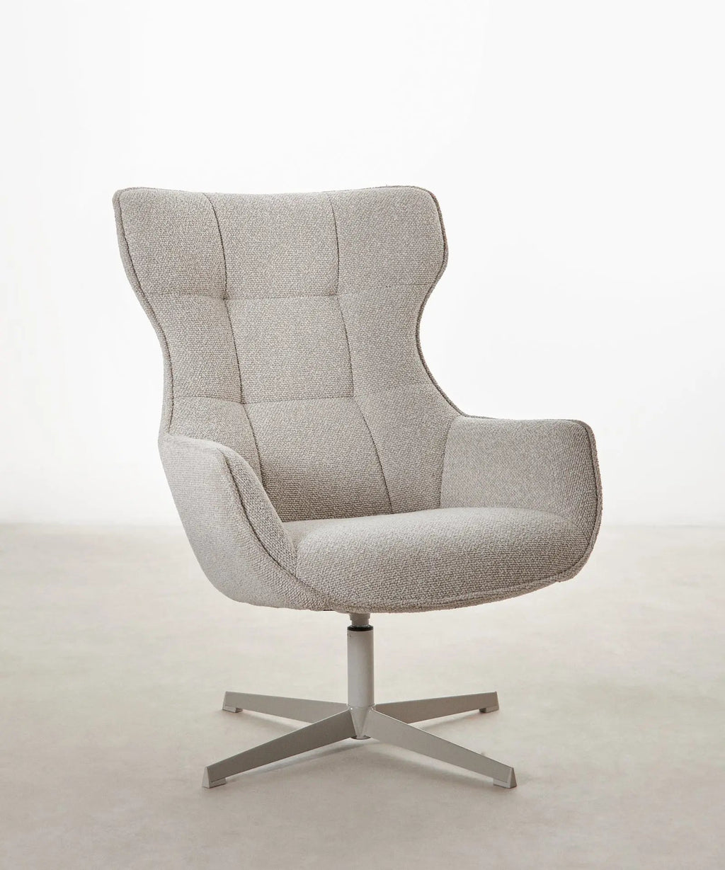 Fauteuil rotatif de tissu bouclé Elsa