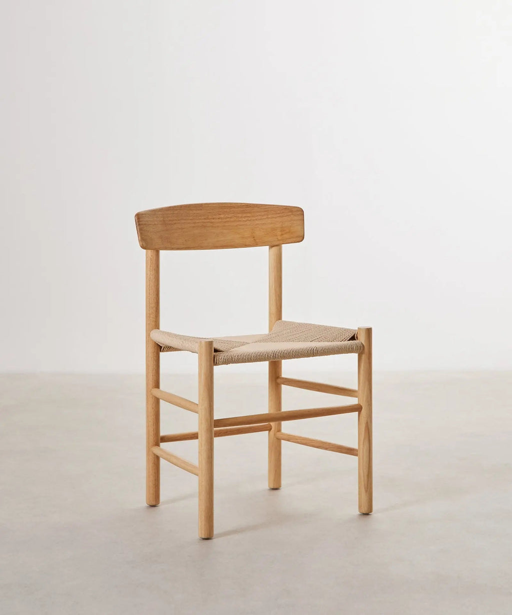 Chaise de salle à manger en bois et corde tressée Alba