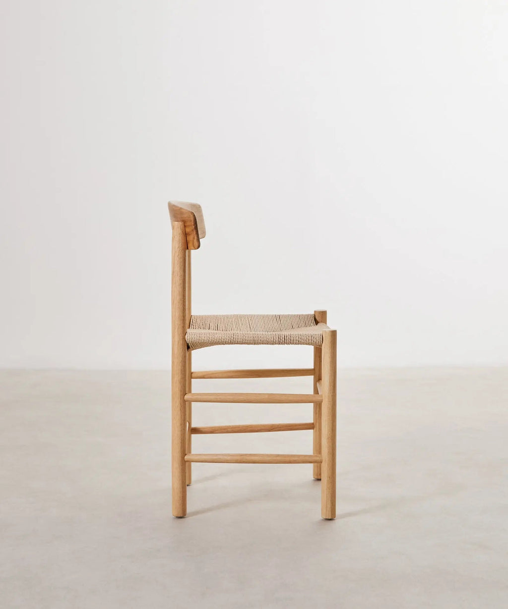 Chaise de salle à manger en bois et corde tressée Alba