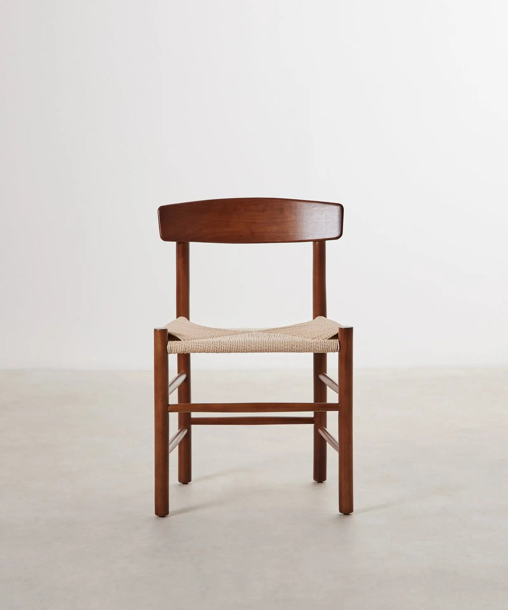 Chaise de salle à manger en bois et corde tressée Alba