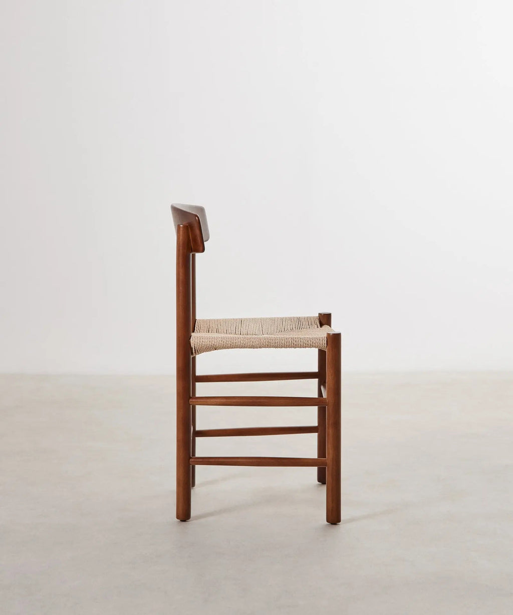 Chaise de salle à manger en bois et corde tressée Alba